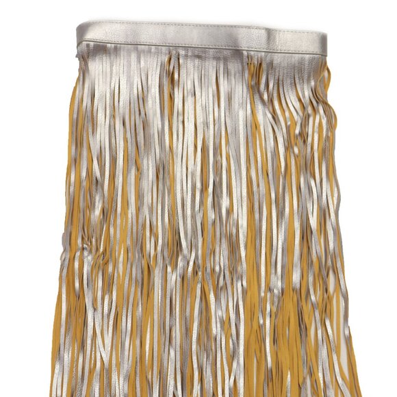 New Women Silver Beige Long Skirt Faux Leather Wrap Around Fashion Belt Size S main image 15